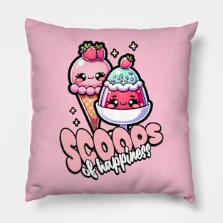 Ice Cream Scoops Of Happiness Kawaii Desserts Pillow