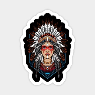 Warrior indian girl tribal Magnet