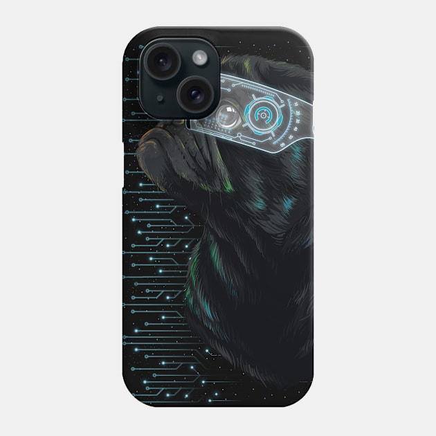 High Tech Black Pug Phone Case by Pennelli Studio