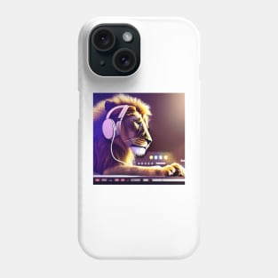 Dj Lion Wearing a Pair Of Headphones Phone Case