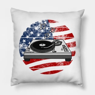 DJ Music Producer USA Flag Musician 4th July Pillow