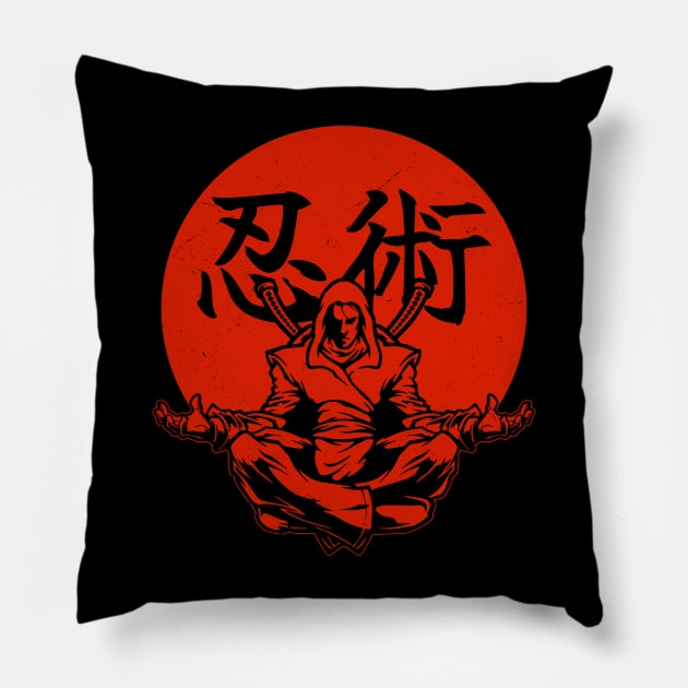 Ninjutsu Ninja Warrior Pillow by NicGrayTees