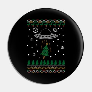 UFO Ugly Christmas Sweater Abduction Pin