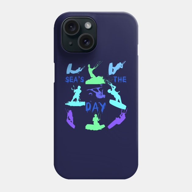 Kitesurfer Silhouette Pattern With Seas The Day Quote Phone Case by taiche