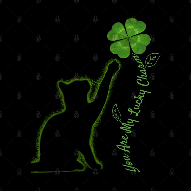 You Are My Lucky Charm - St. Patricks Day Cat - Glowing Kitten With Four Leaf Clover by Trade Theory