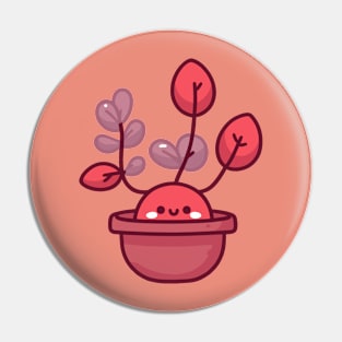 Cute Red Leaf House Plant in a Pot | Cute Kawaii Potted Plant | Design for Kawaii Lovers Pin