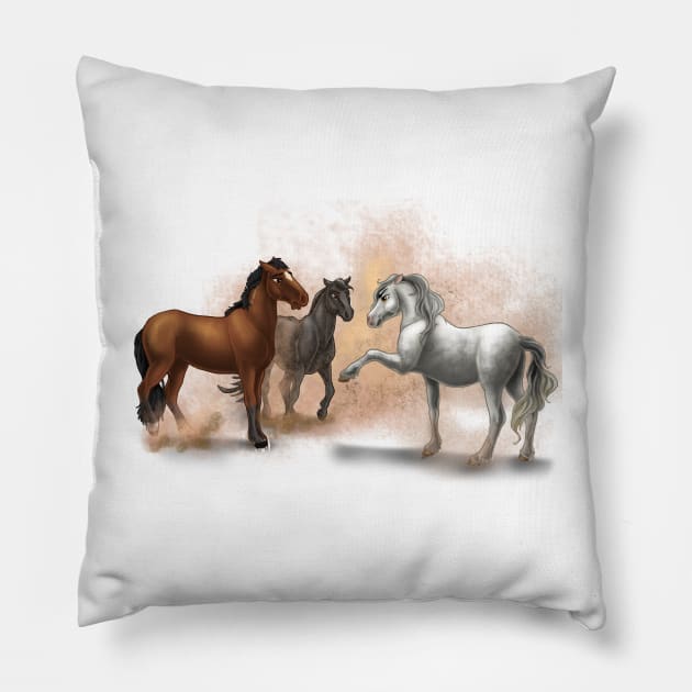 Phantom Stallion Illustration Pillow by Unicornarama