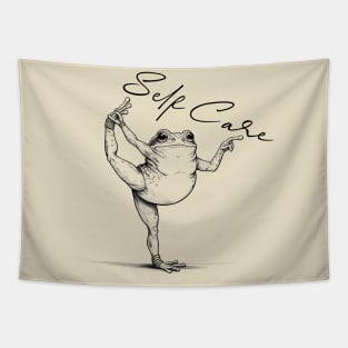 Funny Frog Self Care, Funny, Cottagecore Frog, positive vibe Tapestry