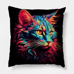 Neon Kitty #9 Pillow