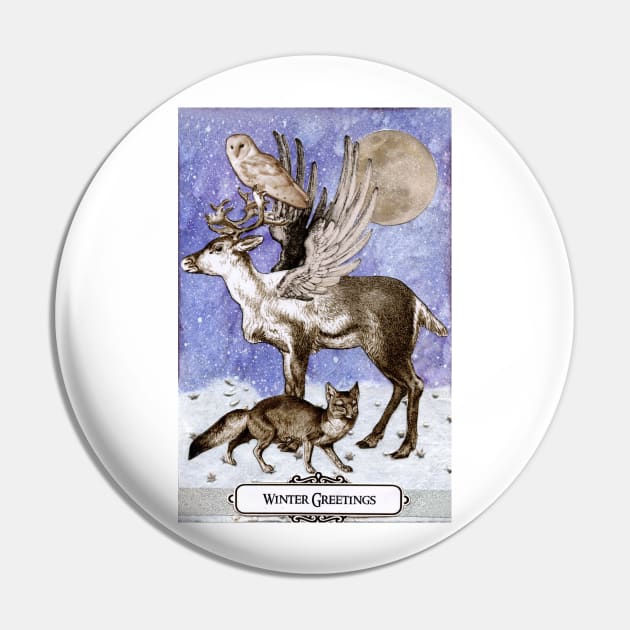 Enchanted Wildlife Winter Greetings Pin by WinonaCookie