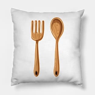 Handcrafted Wooden Utensils Pillow