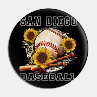 Awesome Baseball Name San Diego Proud Team Flowers Pin