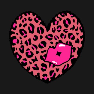 Leopard Heart  Kiss T-Shirt