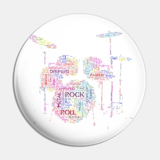 Battery Drum Silhouette Shape Text Word Cloud Pin