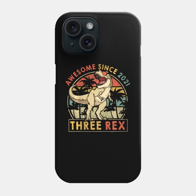 Kids Three Rex 3rd Birthday Third Dinosaur Year Old Phone Case by Aleem James