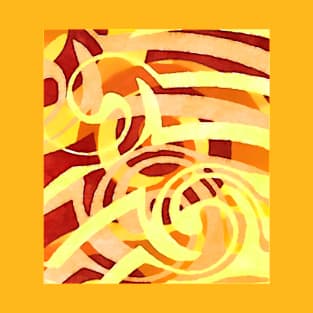 Abstract Swirls in yellow and beige T-Shirt