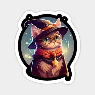 Witch Cat Wishes Happy Meowloween Magnet