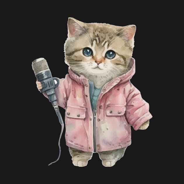 Cute Little Cat Singer by Digital Mag Store