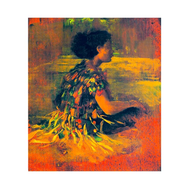 John La Farge girl in grass dress 1890 by indusdreaming