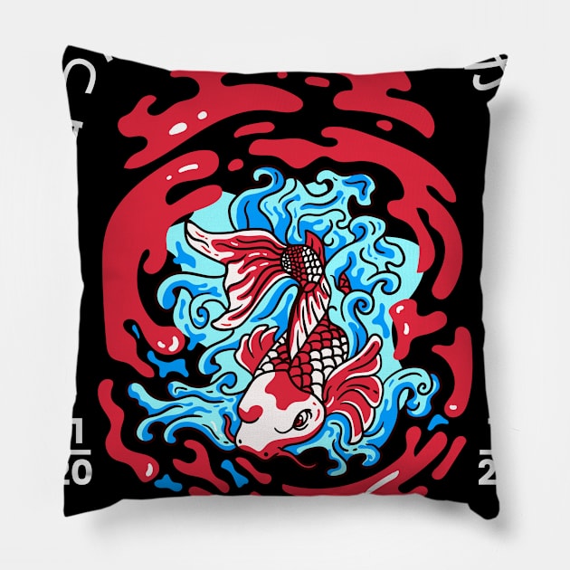 Fish Koi illustration Pillow by Guideline.std