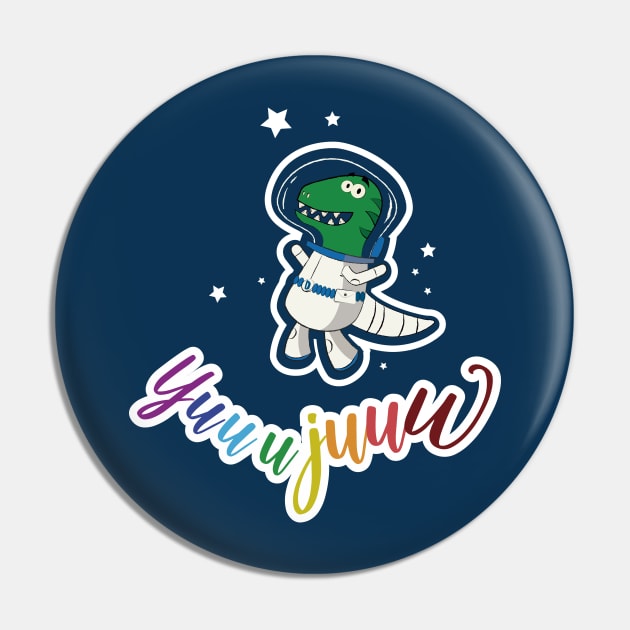 Dino Enjoy the Space Pin by HarlinDesign