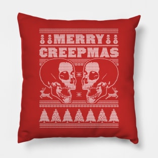 Merry Creepmas - Ugly Christmas Sweater Skull Skeleton Xmas Pillow