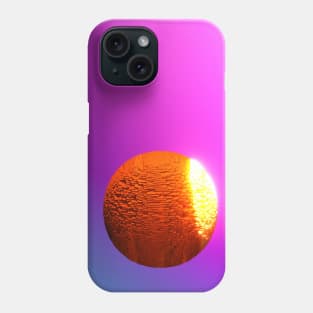 Techno planet illuminated sun in neon space abstract. Phone Case