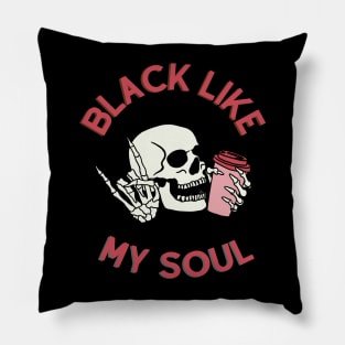 Black coffee and soul Pillow