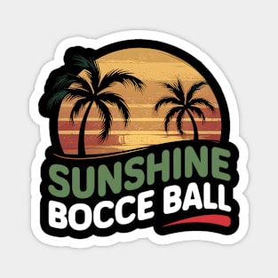 Sunset Bocce Ball: Beach Game Under Palm Trees Magnet