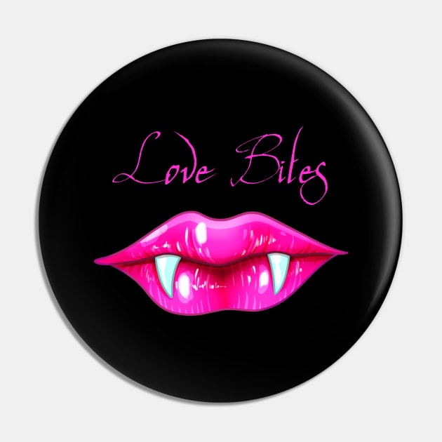 Pastel Goth Love Bites Vampire Lips Valentine Pin by Wanderer Bat