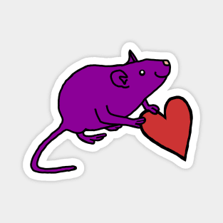 Purple Rat Holds Your Love Heart on Valentines Day Magnet