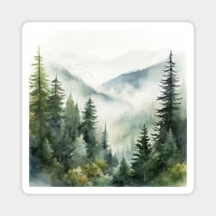 Misty Forest Mountains Wilderness Magnet