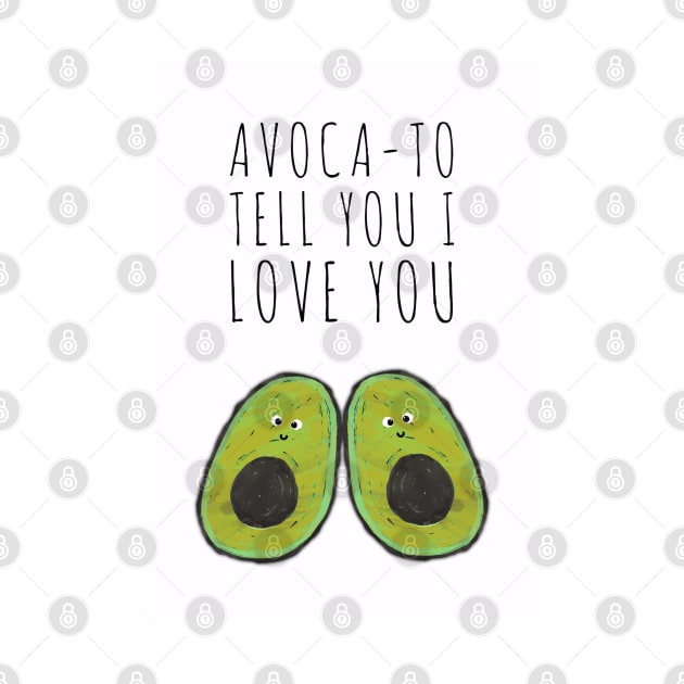 Avocado I Love You - Valentine’s Day/ Anniversary Greeting Card  for girl/boyfriend, wife/husband, partner, children, or loved one - Great for stickers, t-shirts, art prints, and notebooks too by cherdoodles