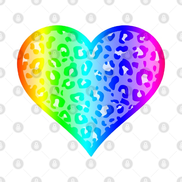 Bright Rainbow Leopard Print Heart by bumblefuzzies