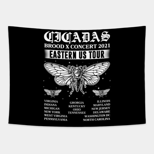 Cicada Mandala Brood X 2021 Eastern Usa Bug Tapestry by American Woman