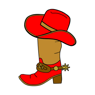 RED And Brown Cowboy Boot And Hat T-Shirt