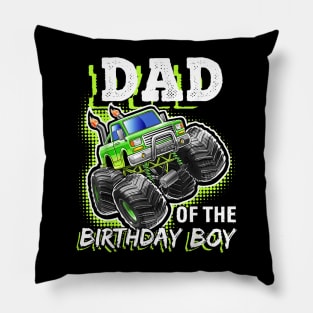 Mens Dad Of The Birthday Boy Monster Truck Birthday Novelty Pillow