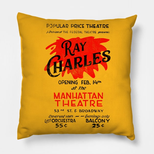 Ray Charles concert poster Pillow by woodsman