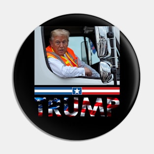 Donald Trump In Garbage Truck Team Garbage For Trump 2024 Pin