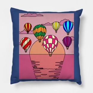 Retro Hot Air Balloons Balloon Ride Pillow