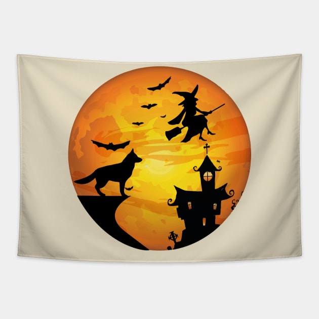 German shepherd halloween Tapestry by madani04