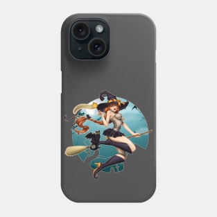 Pin up Girl Witch Happy Halloween Phone Case