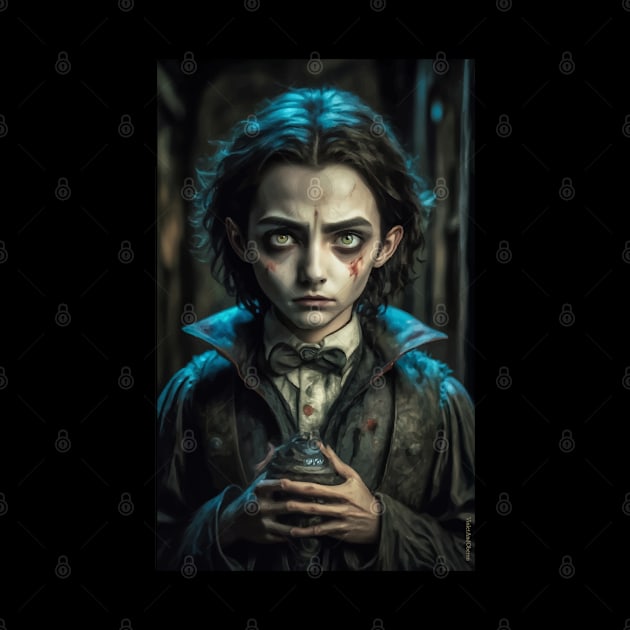 Young victorian vampire portrait by VioletAndOberon