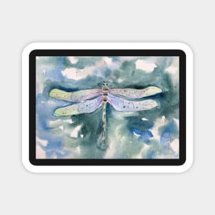 Dragonfly whimsical watercolor painting Magnet