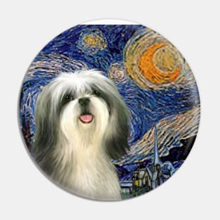 Shih Tzu in Van Gogh's Starry Night (adapted) Pin