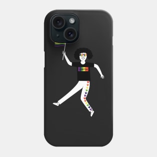 Happy man with rainbow flag celebrate Pride Parade Phone Case