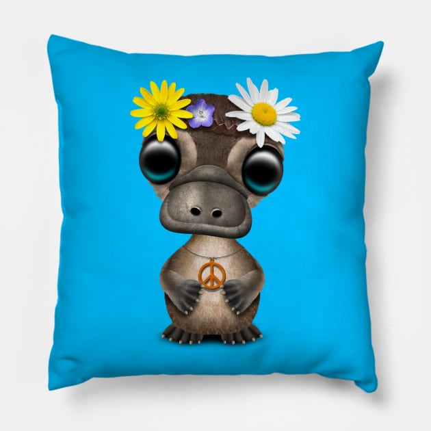 Cute Baby Platypus Hippie Pillow by jeffbartels