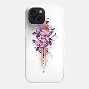 Blooming purple peonies watercolor tattoo Phone Case