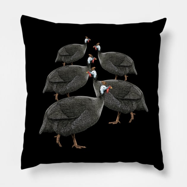 Guinea Fowl Bird Hens Animal Herd Farming Funny Chicken Lover Farmer Tshirt For Men Women Pillow by Norine Linan 