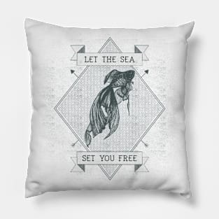 Let the Sea Set you Free Fly Fishing Gone Fishing Beach Fishing Pillow